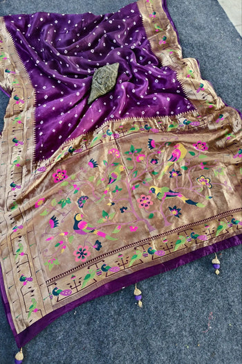 Luxury Fusion Bandhani Body & Paithani Pallu Saree