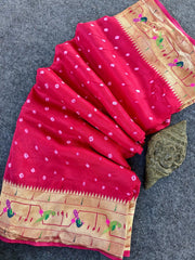 Luxury Fusion Bandhani Body & Paithani Pallu Saree