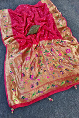 Luxury Fusion Bandhani Body & Paithani Pallu Saree