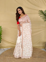 Pure Loom Tussar Designer Embroidery Saree