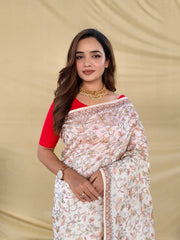 Pure Loom Tussar Designer Embroidery Saree