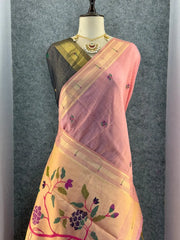 Soft Muga Cotton Paithani Saree