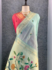 Soft Muga Cotton Paithani Saree