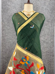 Premium Soft Pure Linen Silk Rajhans Saree