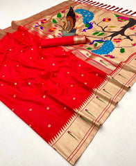 Soft Paithani Silk Meenakari Peacock Pallu Saree