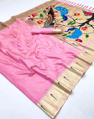 Soft Paithani Silk Meenakari Peacock Pallu Saree
