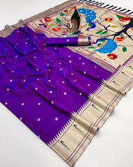 Soft Paithani Silk Meenakari Peacock Pallu Saree