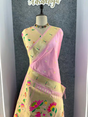 Floral Meena Zari Pallu Paithani Silk Saree