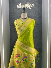 Floral Meena Zari Pallu Paithani Silk Saree