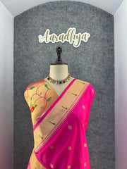 Floral Meena Zari Pallu Paithani Silk Saree