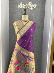 Floral Meena Zari Pallu Paithani Silk Saree