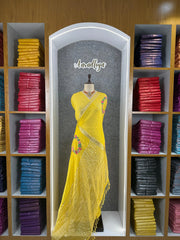 Viscose Georgette Embroidery Crown Thread Work Saree