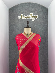 Viscose Georgette Embroidery Crown Thread Work Saree