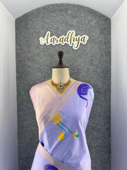 Most Trending Swan Lotus Khadi Raw SIlk Paithani Saree