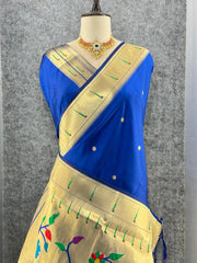 Kanchivaram Paithani Silk Big Parrot Zari Border Saree