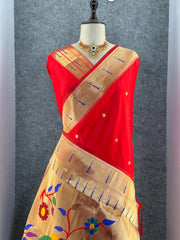 Kanchivaram Paithani Silk Big Parrot Zari Border Saree