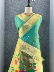Kanchivaram Paithani Silk Big Parrot Zari Border Saree