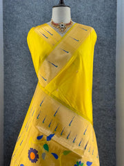 Kanchivaram Paithani Silk Big Parrot Zari Border Saree