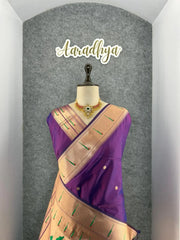 Kanchivaram Paithani Silk Big Parrot Zari Border Saree