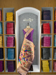 Kanchivaram Paithani Silk Big Parrot Zari Border Saree