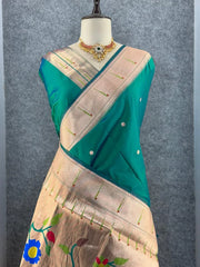 Kanchivaram Paithani Silk Big Parrot Zari Border Saree