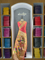 Kanchivaram Paithani Silk Big Parrot Zari Border Saree