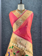 Kanchivaram Paithani Silk Big Parrot Zari Border Saree