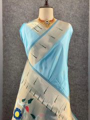 Kanchivaram Paithani Silk Big Parrot Zari Border Saree