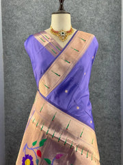 Kanchivaram Paithani Silk Big Parrot Zari Border Saree