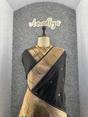 Kanchivaram Paithani Silk Big Parrot Zari Border Saree