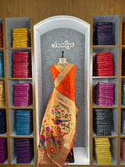 Kanchivaram Paithani Silk Big Parrot Zari Border Saree