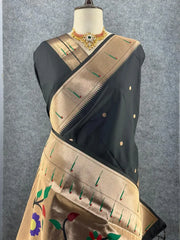 Kanchivaram Paithani Silk Big Parrot Zari Border Saree