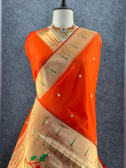 Kanchivaram Paithani Silk Big Parrot Zari Border Saree