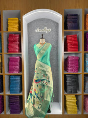 Kanchivaram Paithani Silk Big Parrot Zari Border Saree