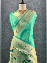 Kanchivaram Paithani Silk Big Parrot Zari Border Saree