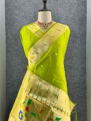 Kanchivaram Paithani Silk Big Parrot Zari Border Saree