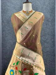 Kanchivaram Paithani Silk Big Parrot Zari Border Saree