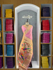 Kanchivaram Paithani Silk Big Parrot Zari Border Saree