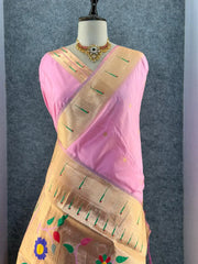 Kanchivaram Paithani Silk Big Parrot Zari Border Saree