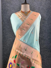 Kanchivaram Paithani Silk Big Parrot Zari Border Saree