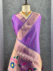 Kanchivaram Paithani Silk Big Parrot Zari Border Saree