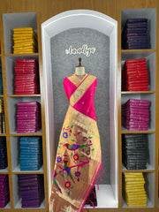 Kanchivaram Paithani Silk Big Parrot Zari Border Saree