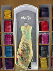 Kanchivaram Paithani Silk Big Parrot Zari Border Saree