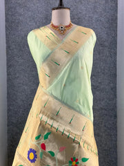 Kanchivaram Paithani Silk Big Parrot Zari Border Saree