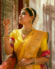 Wedding & Festive Mustard Yellow Paithani Silk Saree