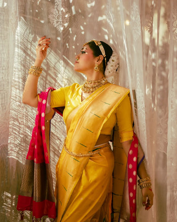 Wedding & Festive Mustard Yellow Paithani Silk Saree