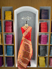 Parrot & Floral Weaving Paithani Soft Silk Saree