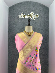 Parrot & Floral Weaving Paithani Soft Silk Saree