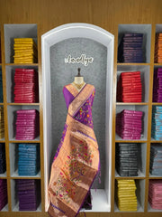 Parrot & Floral Weaving Paithani Soft Silk Saree