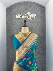 Parrot & Floral Weaving Paithani Soft Silk Saree